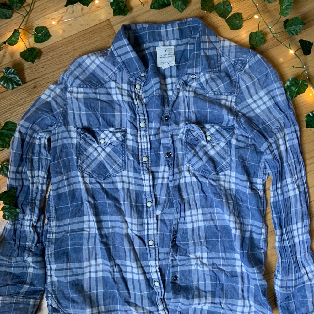 ✨AEO plaid button down